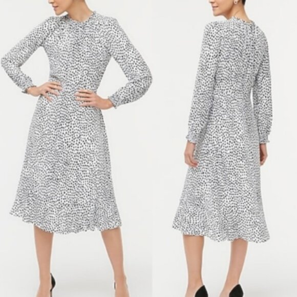 J Crew Ruffle Neck Leopard Peasant Dress NWT size 6 - Picture 2 of 6